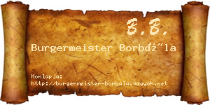 Burgermeister Borbála névjegykártya