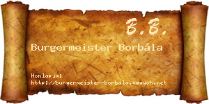 Burgermeister Borbála névjegykártya